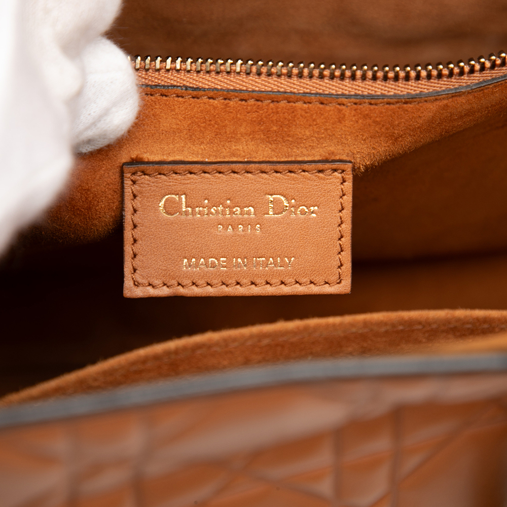 Pre-Loved Dior Large Ultra Matte Calfskin Cannage Embossed Lady Dior - Picture 5 of 8